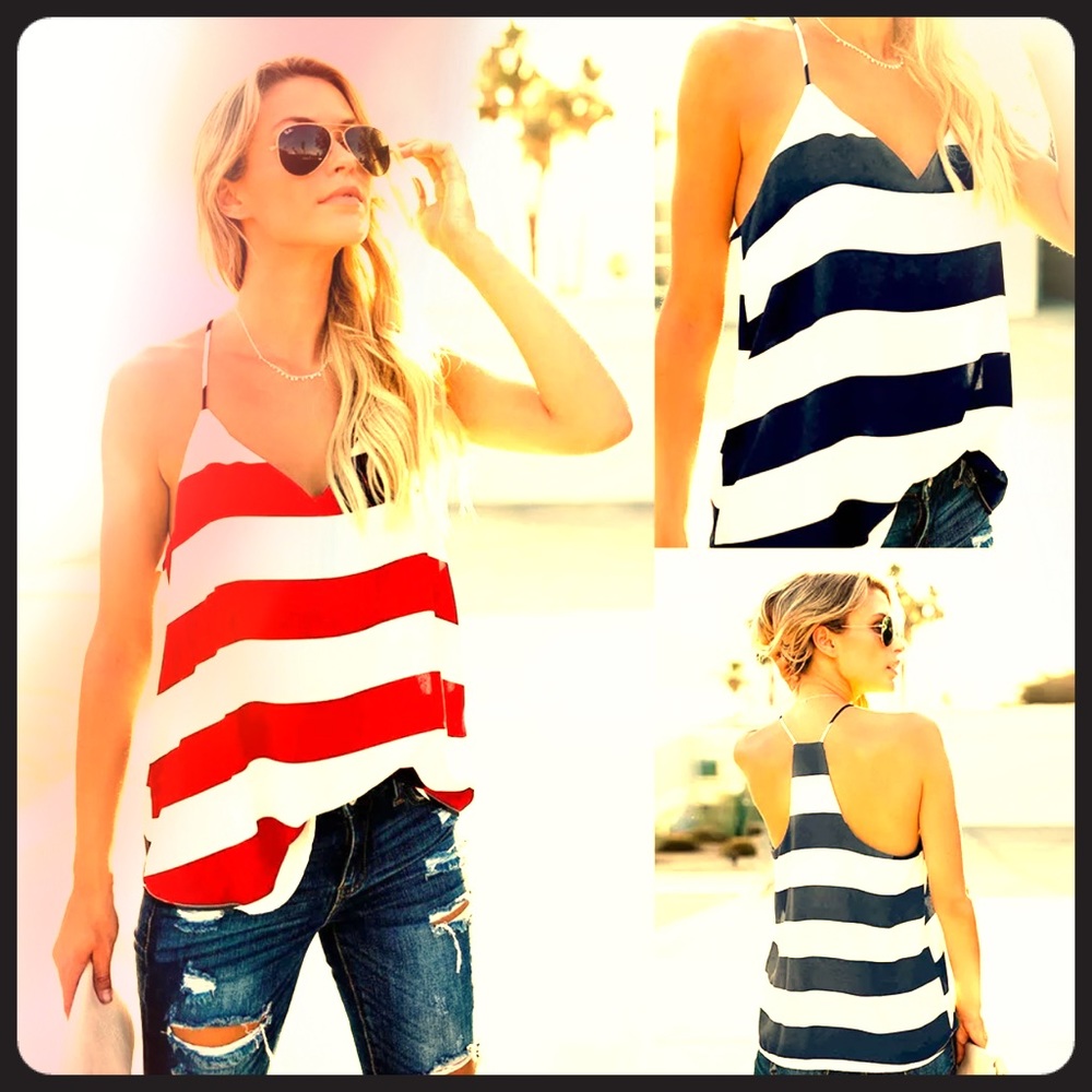 Striped T-Back Tank
